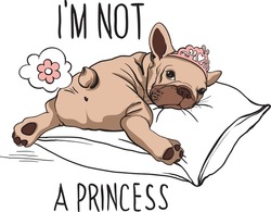 Cute French Bulldog Farts Flowers. The Girl Is A Princess