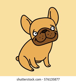 Cute French Bulldog. Funny Dog. Vector Illustration