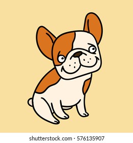 cute french bulldog. funny dog. vector illustration