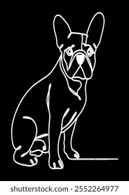 Cute French Bulldog Line Drawing