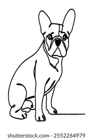 Cute French Bulldog Line Drawing