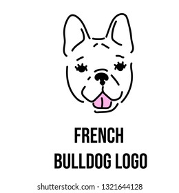 Cute french bulldog logo. Cute Pug Dog portrait. Cartoon Style. Can be used for t-shirt print, kids wear fashion design, baby shower invitation card.