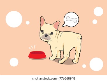 Cute French Bulldog Look Back for Someone and Food. Charming French Bulldog glances back, eagerly awaiting someone and food. Playful and endearing vector illustration.