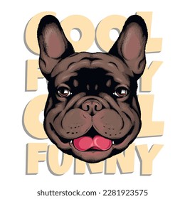 Cute french bulldog portrait. Vector illustration. Stylish image for printing on any surface