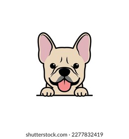 Cute french bulldog puppy cream color cartoon, vector illustration