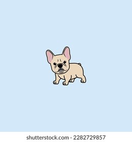 Cute french bulldog puppy cream color cartoon, vector illustration