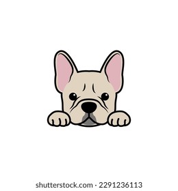 Cute french bulldog puppy cream color cartoon isolated on a white background, vector illustration