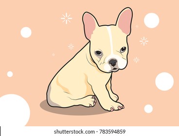 Cute French Bulldog Puppy feels Sleepy. Charming French Bulldog puppy with a sleepy expression. Adorable vector illustration capturing the cute and cozy moment.