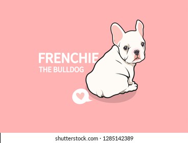 Cute French Bulldog Puppy and a Little Fart of Love. Vector illustration capturing the charm of a cute Frenchie pup with a playful twist. Heartwarming and whimsical design.