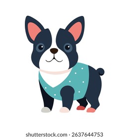 Cute French Bulldog Puppy in Pajamas Vector Illustration