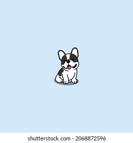 Cute french bulldog puppy sitting cartoon, vector illustration