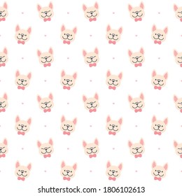 Cute french bulldog seamless background repeating pattern, wallpaper background, cute seamless pattern background