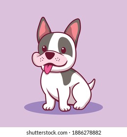 cute french bulldog sitting icon illustration