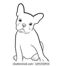 Cute French Bulldog vector illustration. line art concept. good for logo template and illustration