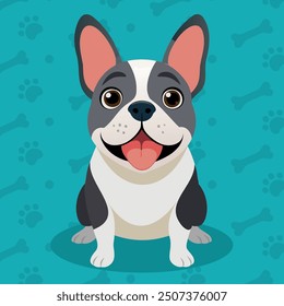 Cute French bulldog vector illustration. Cartoon illustration bulldog dog flat style. Adorable French Bulldog puppy illustration for pet lovers. Bulldog french logo character cartoon design.