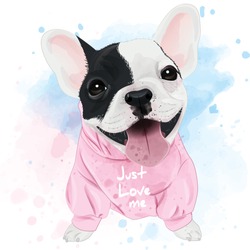 Cute French Bulldog Watercolor For Printing