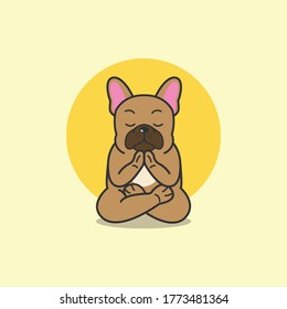 Cute French Bulldog Yoga Pose Namaste