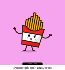 Cute French Fries cartoon character icon vector logo template