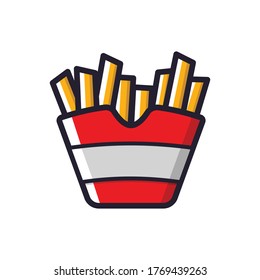 Cute french fries Cartoon Vector Icon Illustration. Food Icon Vector. Flat Cartoon Style