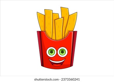 Cute French Fries Character Design Illustration