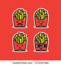 Cute french fries character vector