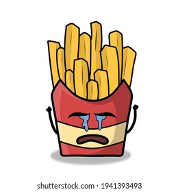 cute french fries character vector template design illustration