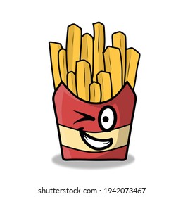 cute french fries character vector template design illustration