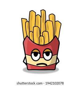 cute french fries character vector template design illustration