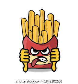 cute french fries character vector template design illustration