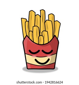 cute french fries character vector template design illustration