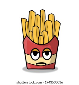 cute french fries character vector template design illustration