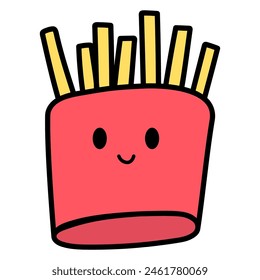 Cute french fries doodle icon. Cartoon character 