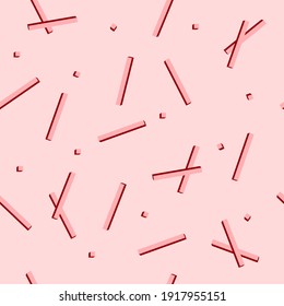 Cute french fries and dots seamless pattern with trending pink, peach and salmon colors for web designs, fabrics, towels, socks and more. Pink background with funny sticks in random position texture.