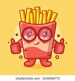 cute french fries food character mascot with thumb up hand gesture isolated cartoon in flat style design