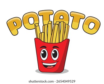logotipo de batatas fritas bonitas, sorrindo francês batatas fritas ilustração