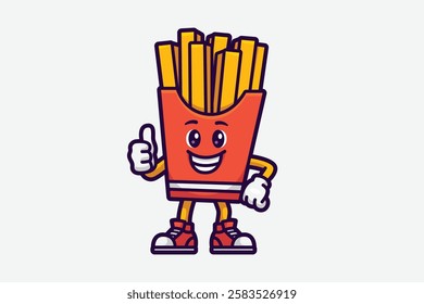 Cute french fries mascot cartoon character