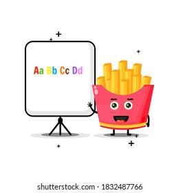 Cute french fries mascot explains the alphabet