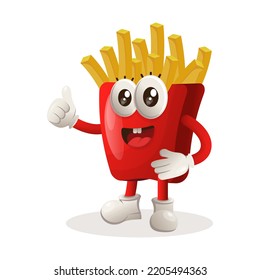 Cute french fries mascot thumbs up. Perfect for food store, small business or e-Commerce, merchandise and sticker, banner promotion, food review blog or vlog channel
