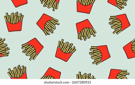 Cute french fries pattern background vector design