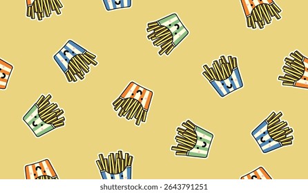 Cute french fries pattern background vector design