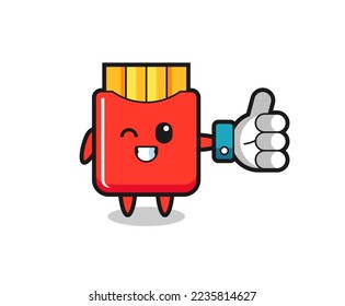 cute french fries with social media thumbs up symbol , cute style design for t shirt, sticker, logo element