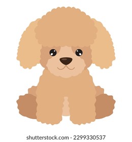 Cute French poodle puppy dog vector cartoon illustration