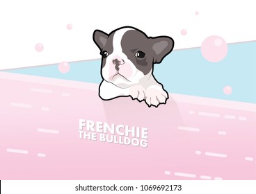 Cute Frenchie Puppy in Summer Scene. You can make cute design artwork any you want with Frenchie Style. Hoo! Summer.