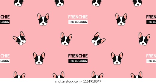 Cute Frenchie Seamless Pattern. This French Bulldog on pink background design is suitable for the textile, paper, and printing industries. You can make it to your favorite design artwork.