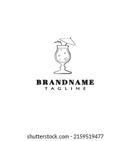 cute fresh drinks cartoon logo template icon design black modern isolated vector illustration