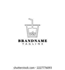 cute fresh drinks cartoon logo template icon design black modern isolated vector illustration