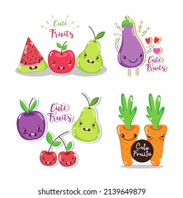 cute fresh fruit and carrot cartoon graphic vector illustration, perfect for fruit producers and fresh drink businesses