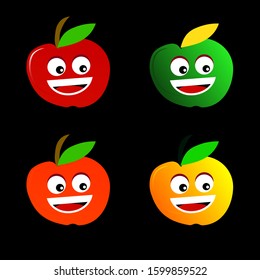 cute fresh fruit vector - apple and cerry