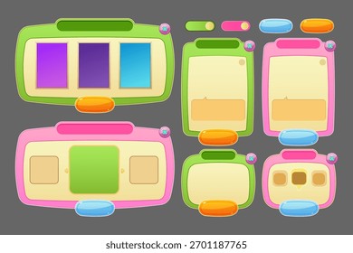 UI de jogo bonito e fresco para celular ou janelas com cor verde e rosa