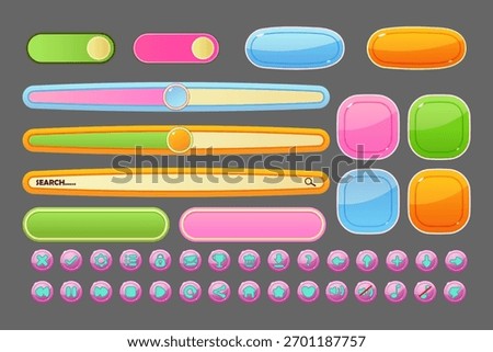 Cute and fresh game ui for mobile or windows with green and pink color
